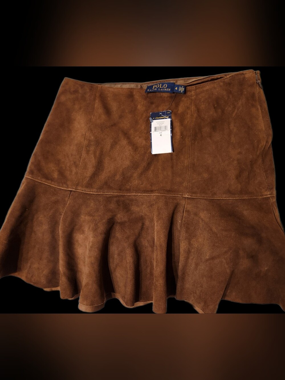 Bnwt Ralph Lauren Blue Label "Snuff Heritage" Suede Mini Skirt Sz4